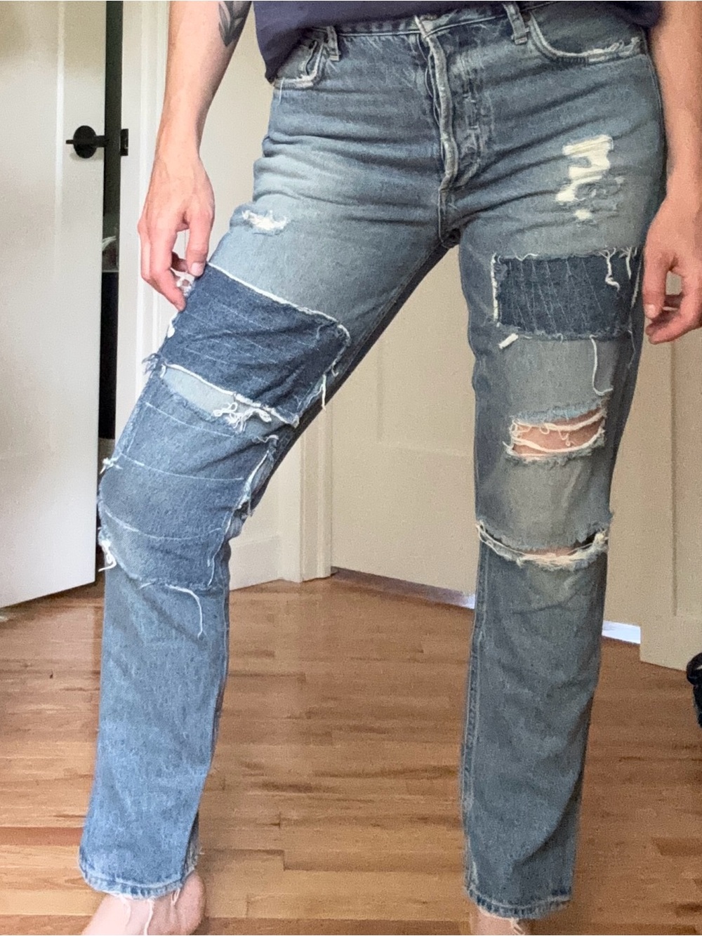 Agolde distressed and patched jeans